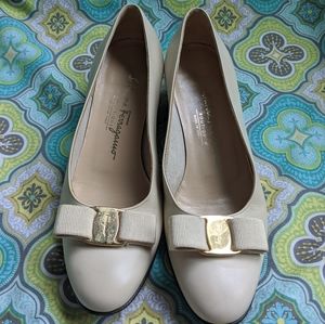 Salvatore Ferragamo Cream Kitten Heels